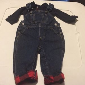 Carters overalls with red plaid